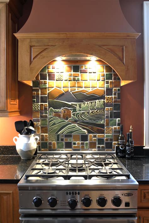 Lori Schorys artwork has been specially reproduced for tile. . Mural backsplash tile